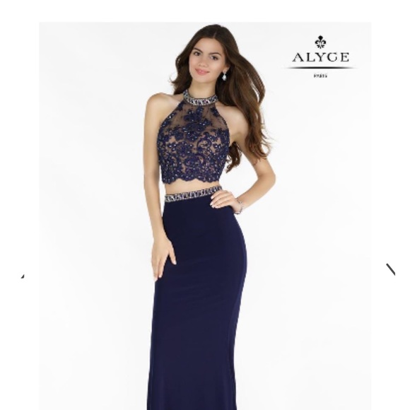 Dresses & Skirts - Alyce Paris two piece navy blue prom dress